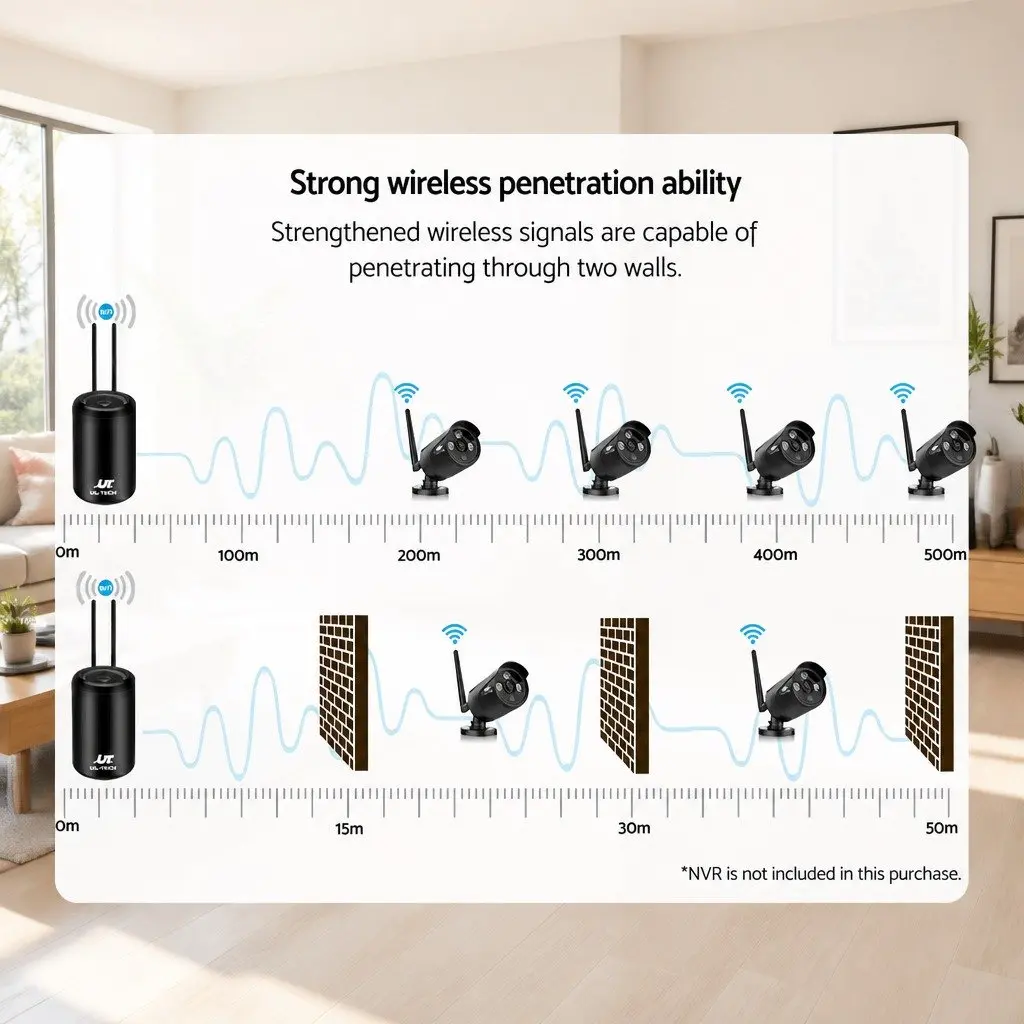 Wireless Bullet Security Camera 3MP Indoor Outdoor Black