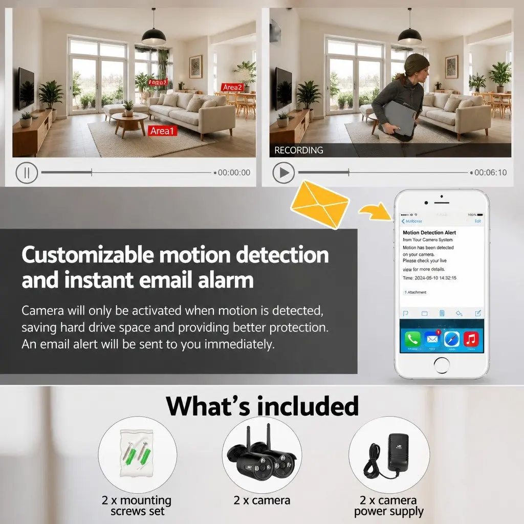 Wireless Bullet Security Camera 3MP Indoor Outdoor Black
