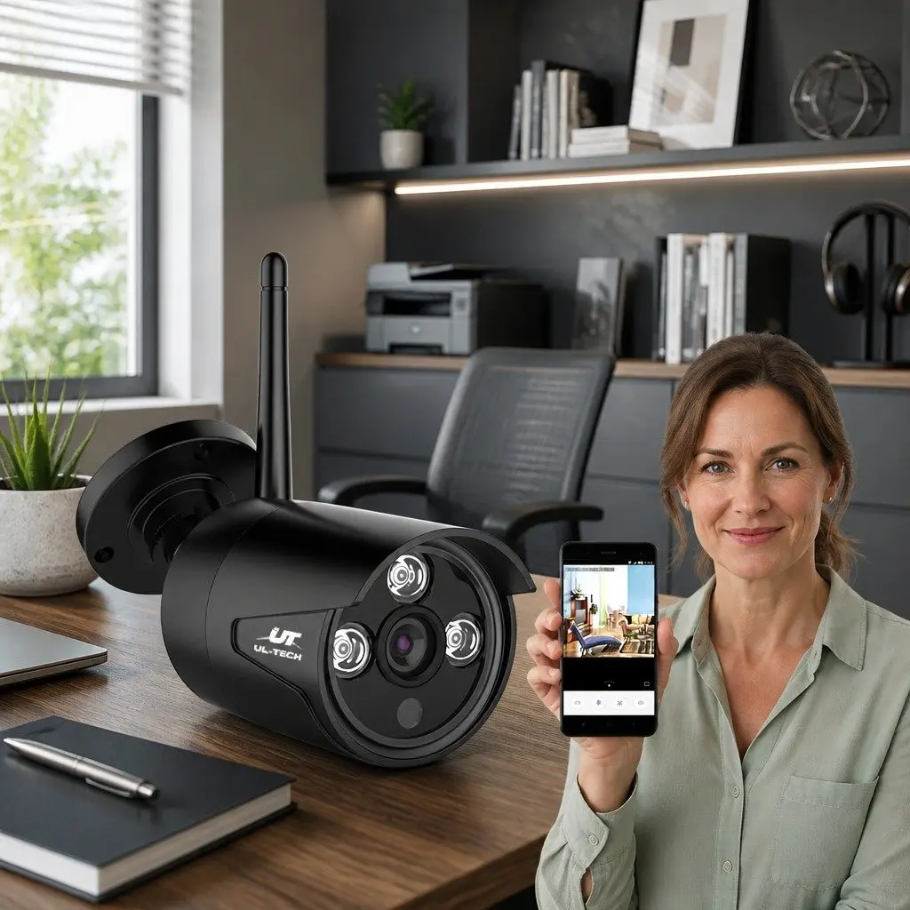 Wireless Bullet Security Camera 3MP Full HD Indoor Outdoor Black