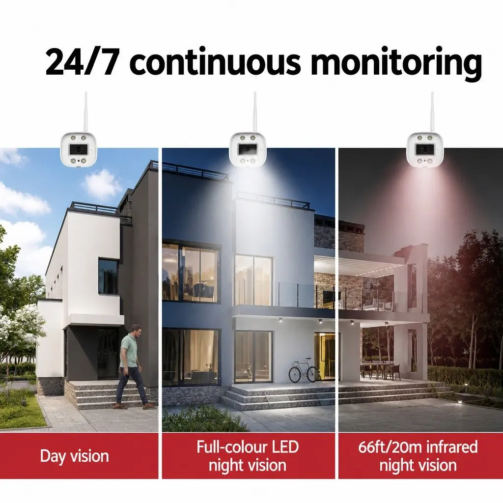 Wireless CCTV Security Camera 3MP Full HD Motion Detection Indoor Outdoor White