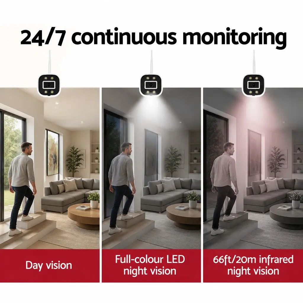 Wireless CCTV Security Camera 3MP Full HD Indoor Outdoor IP65 Waterproof White