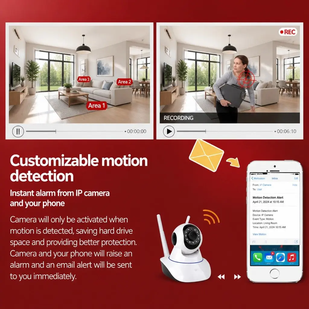 1080P HD Wireless Dome Security Camera with Night Vision White for Home and Business Surveillance 2 Pack