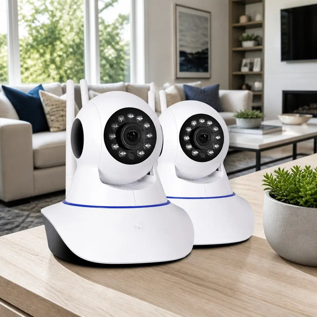 1080P HD Wireless Dome Security Camera with Night Vision White for Home and Business Surveillance 2 Pack