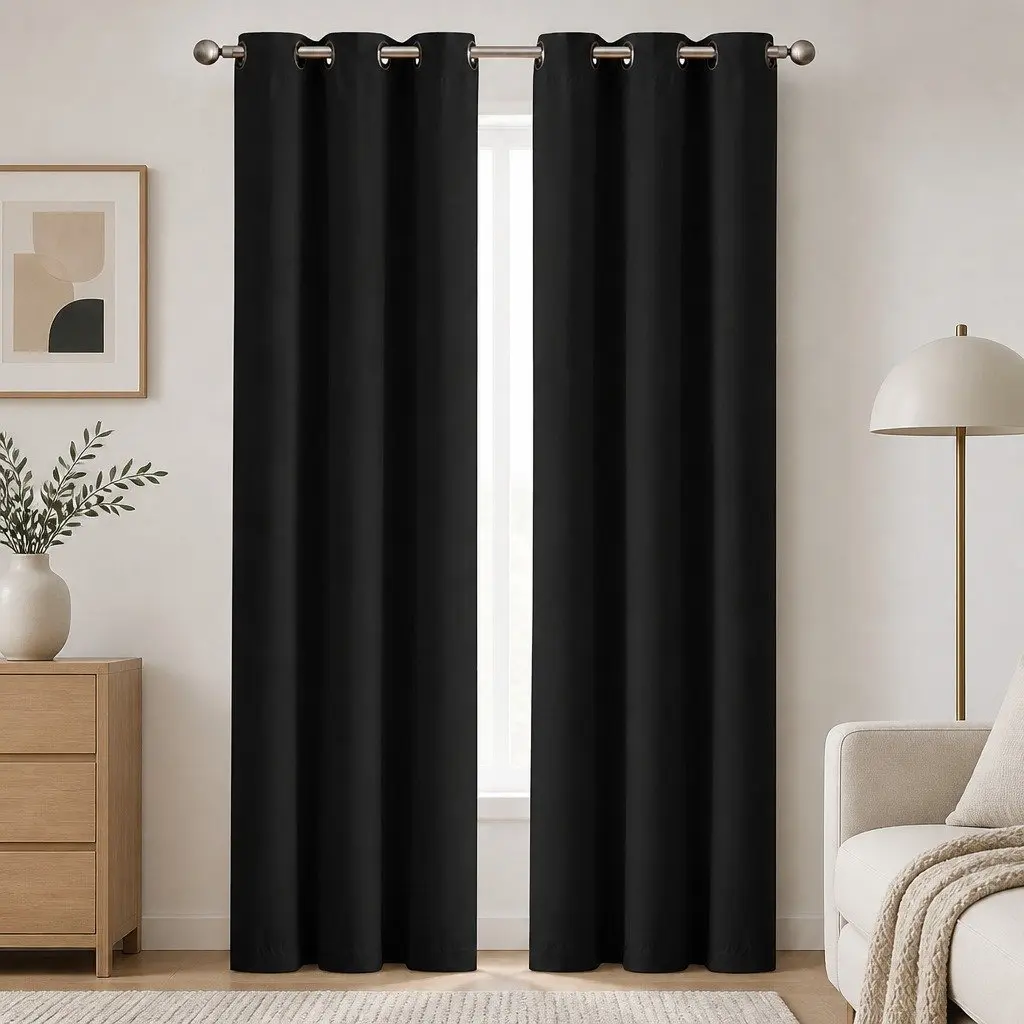 Blockout Curtain Panels Noise Reduction 2 Piece 132cm 140cm 180cm 240cm 300cm 160cm 213cm 230cm Avocado Beige Black Royal Blue Charcoal Eggplant Grey
