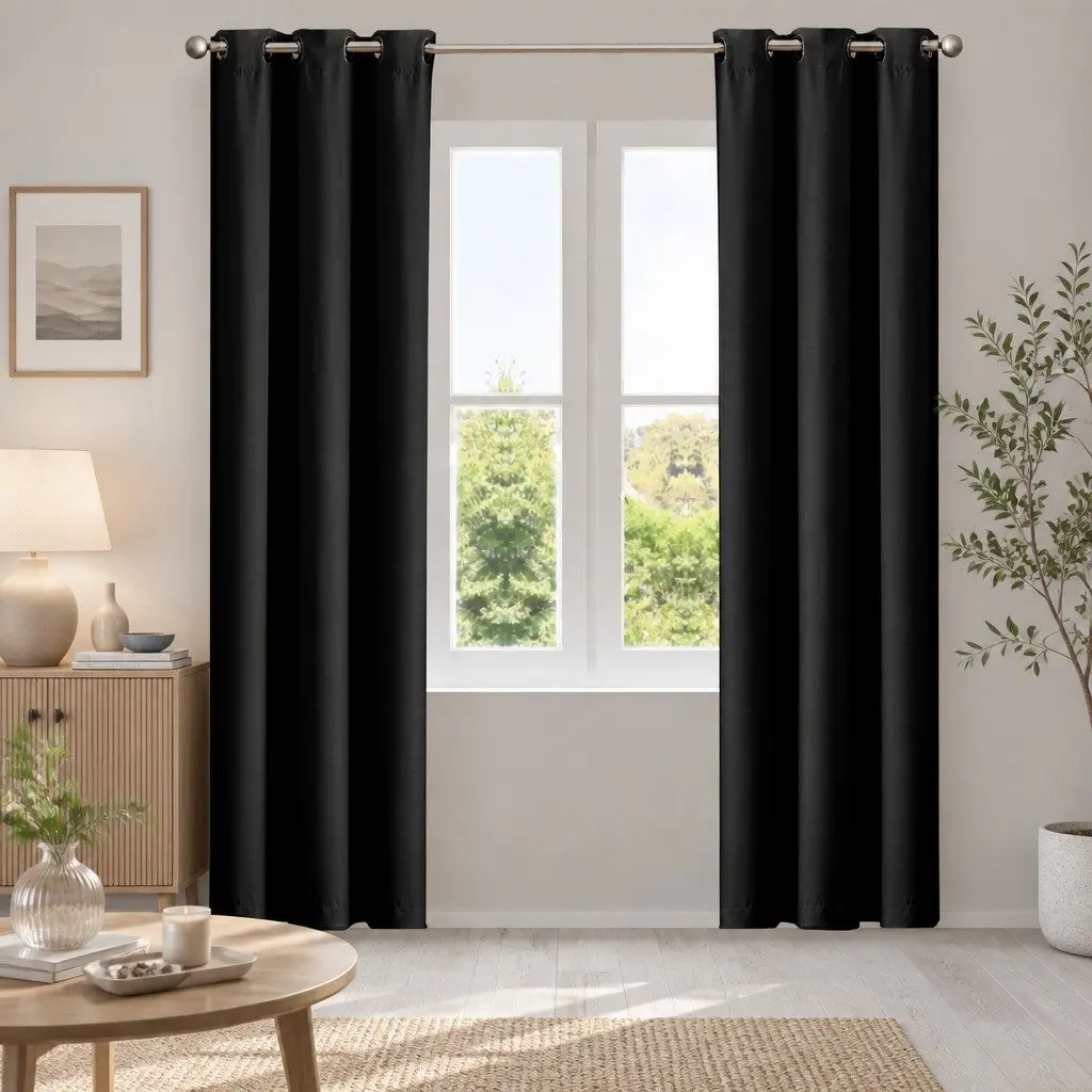 Blockout Curtain Panels Noise Reduction 2 Piece 132cm 140cm 180cm 240cm 300cm 160cm 213cm 230cm Avocado Beige Black Royal Blue Charcoal Eggplant Grey