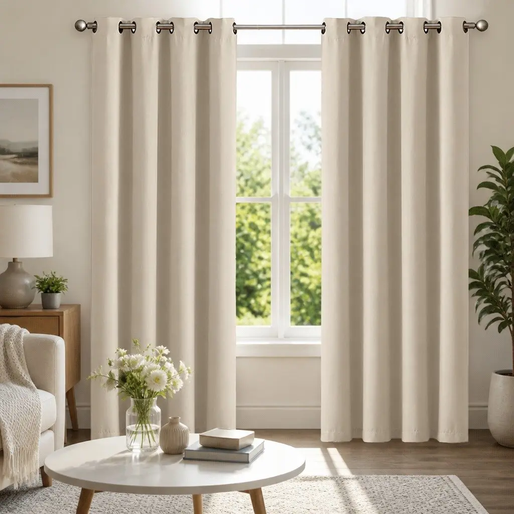 Blackout Curtain Panels Noise Insulation 2 Piece Set 90% Shading Eyelet Home Decor