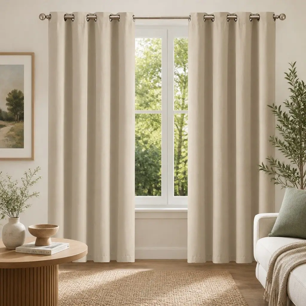 Blackout Curtain Panels 2-Pack Triple Weave Eyelet 132x213cm Noise Insulation