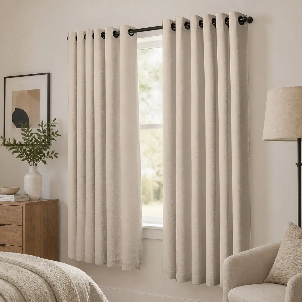 Blackout Curtain Panels Eyelet 132cm 140cm 180cm 240cm 300cm Beige