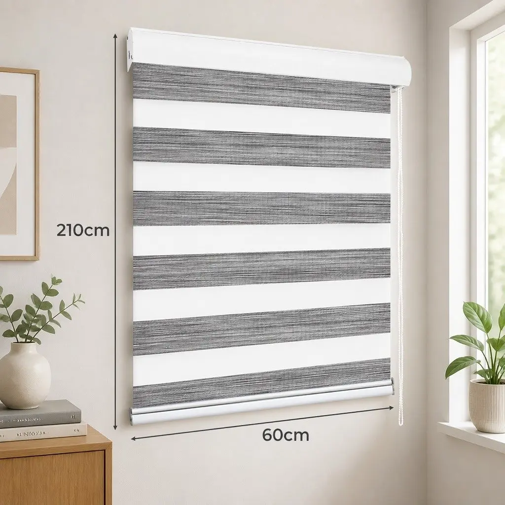Zebra Roller Blind Light Control 60x210cm Grey