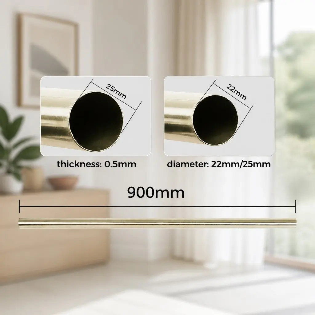 Extendable Curtain Rod Set Adjustable Steel Pole Antique Brass 90cm Home Decor