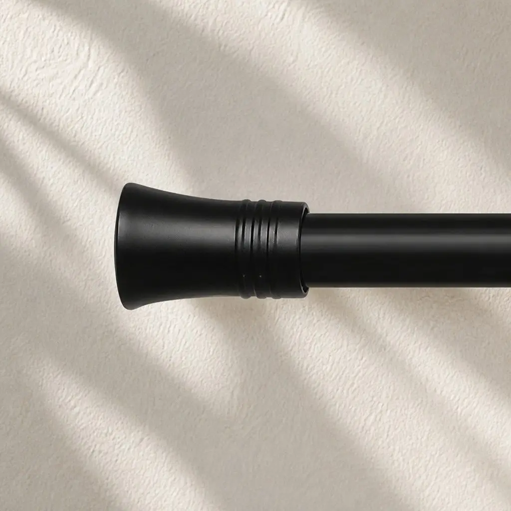 Extendable Curtain Rod Set Adjustable Brackets Black Steel 90cm Home Decor