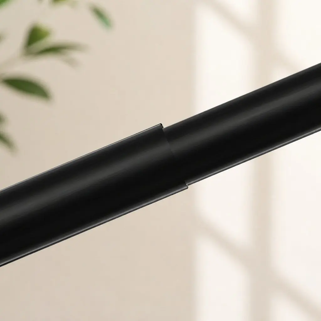 Extendable Curtain Rod Set Adjustable Brackets Black Steel 90cm Home Decor