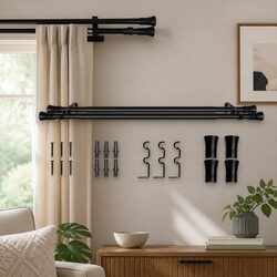 Reliable Extendable Double Curtain Rod - Black Design