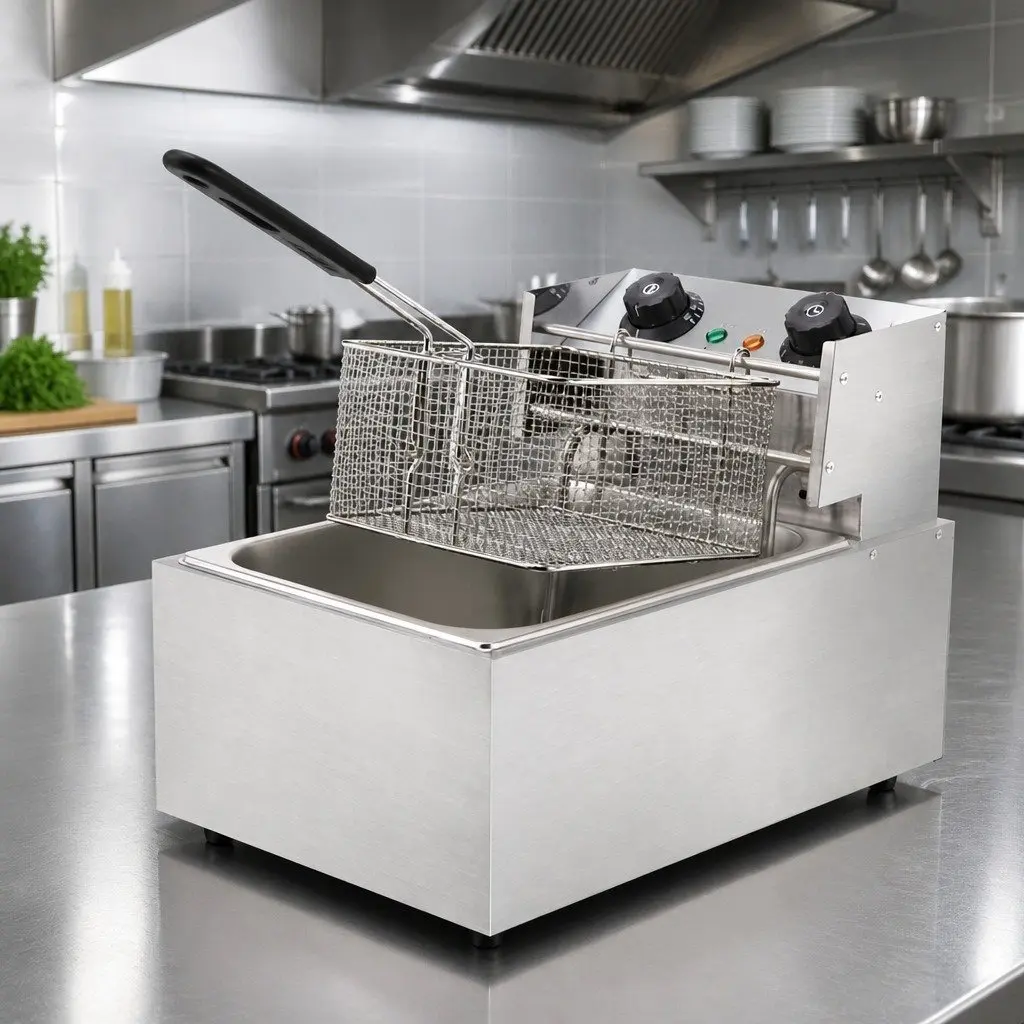 Electric Commercial Deep Fryer 10L Single Basket Stainless Steel Kitchen Frying