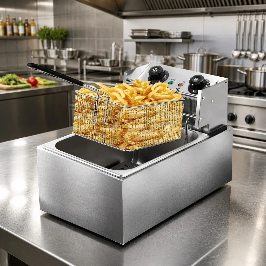Electric Deep Fryer 10L Commercial Kitchen Frying Stainless Steel Silver