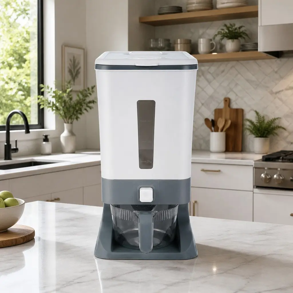 Cereal Dispenser Food Storage Container 12kg White Grey