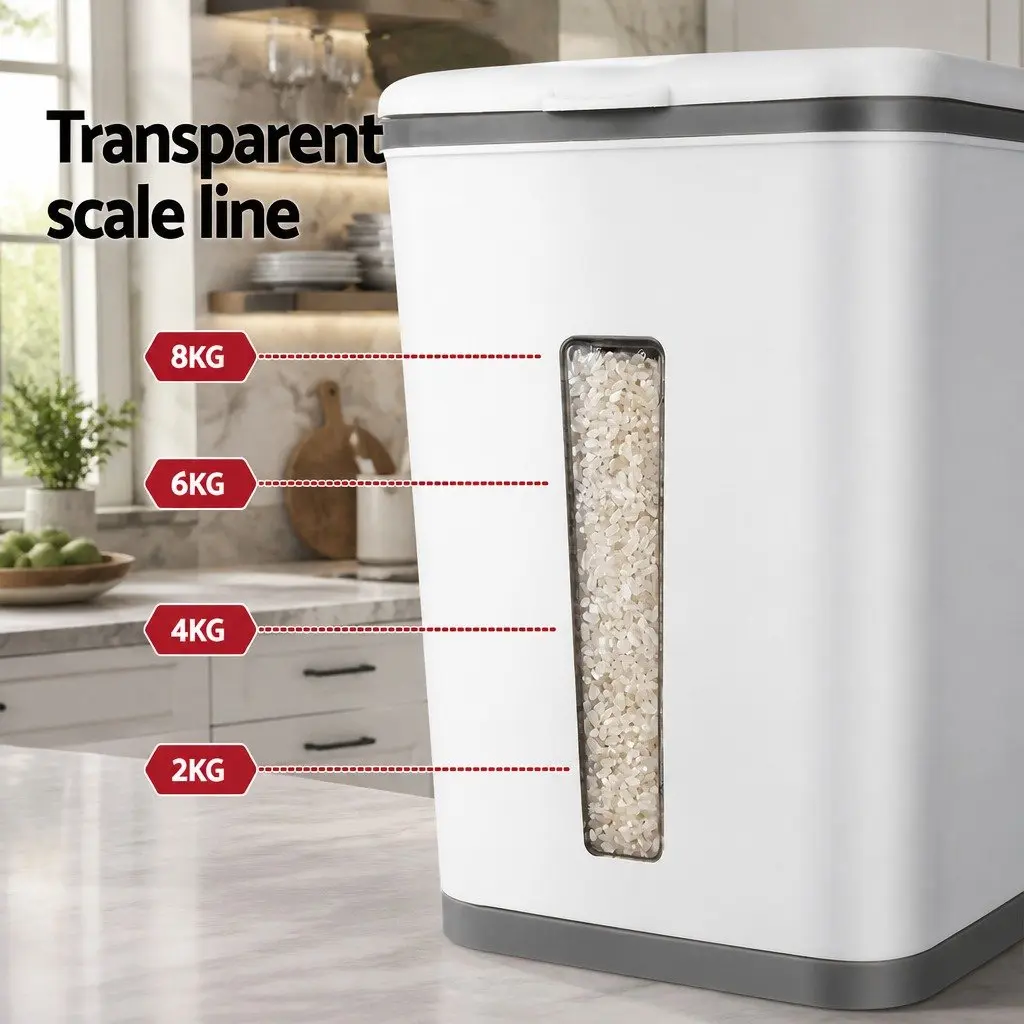 Cereal Dispenser Food Storage Container 12kg White Grey