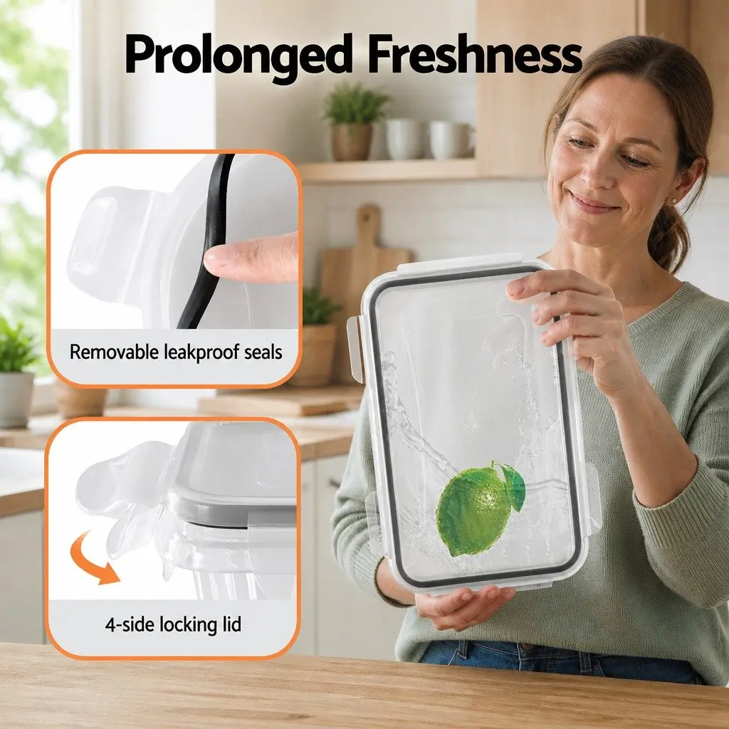 Food Storage Container Set 16-Piece Airtight Stackable Kitchen Pantry Organizer