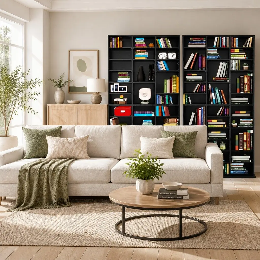 CD DVD Bookshelf Storage Rack Adjustable Shelves Black Display Unit