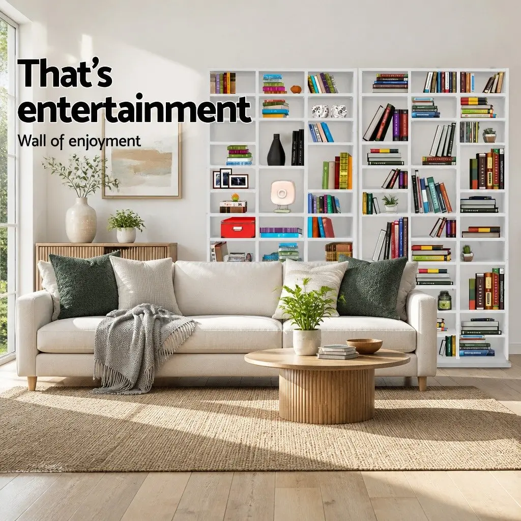 White Storage Rack for Media and Books