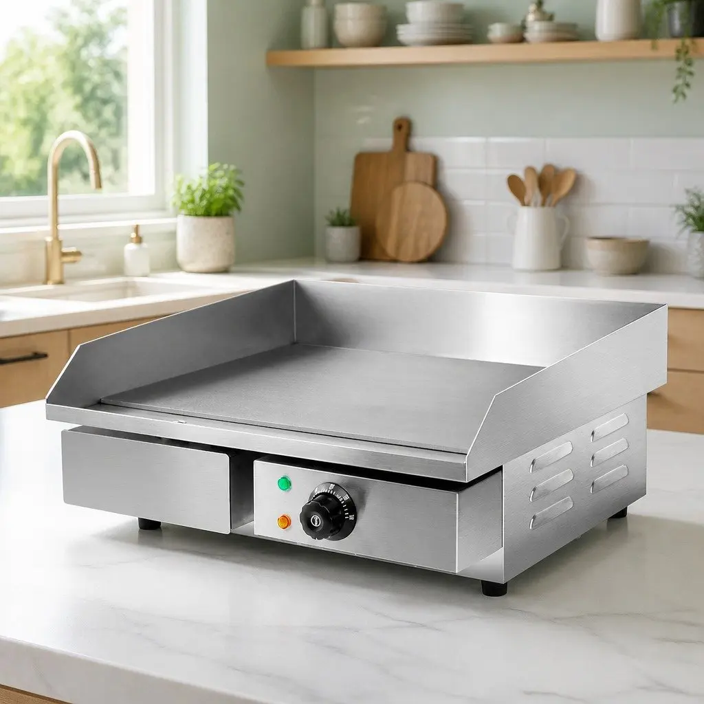 Electric Griddle Cooktop 55cm Flat Cooking Surface Silver