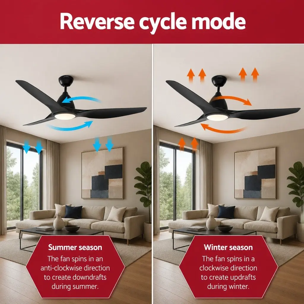 Ceiling Fan DC Motor 64 Inch LED Light Remote Control Black