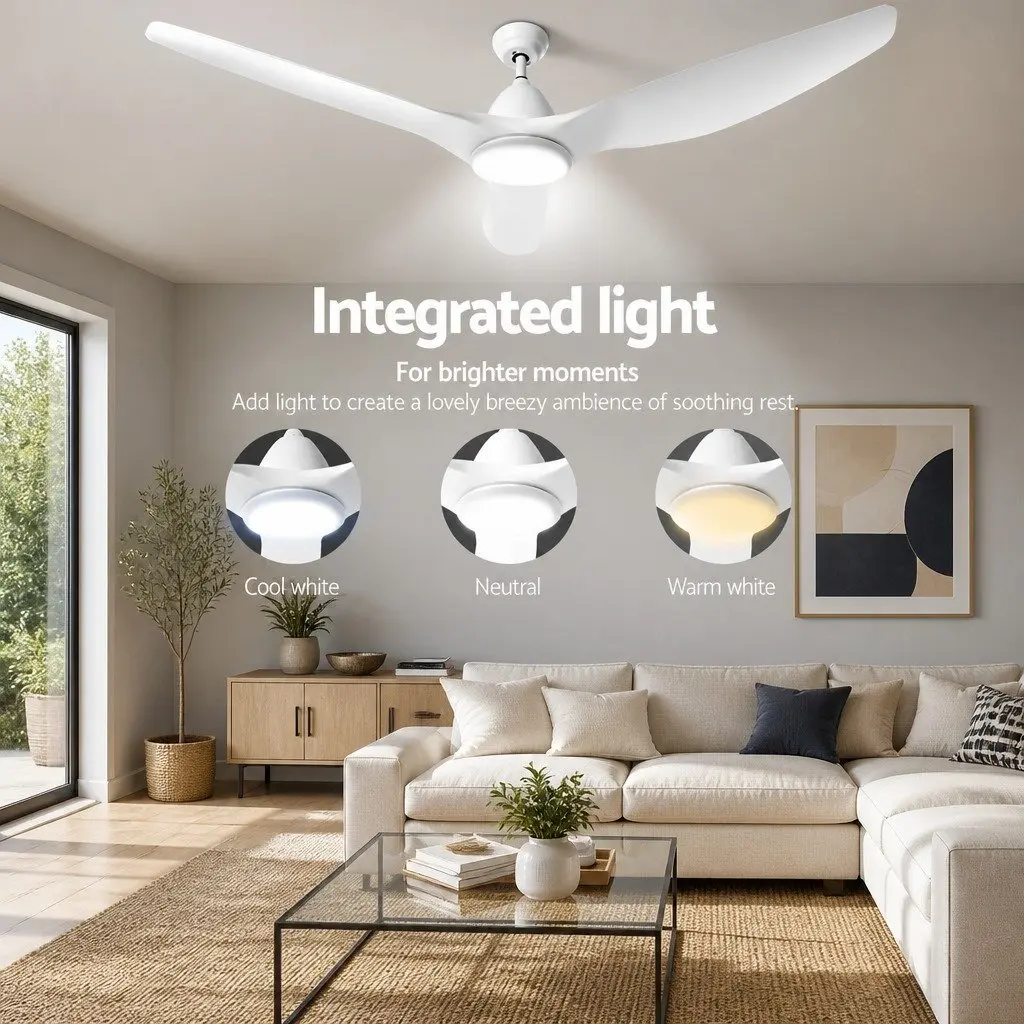 Ceiling Fan 64 Inch DC Motor LED Light Remote Control 5 Speed Indoor Outdoor