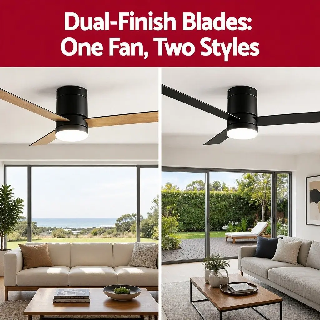 Ceiling Fan 52 Inch DC Motor LED Light Remote Control Reverse Airflow Black or Light Wood