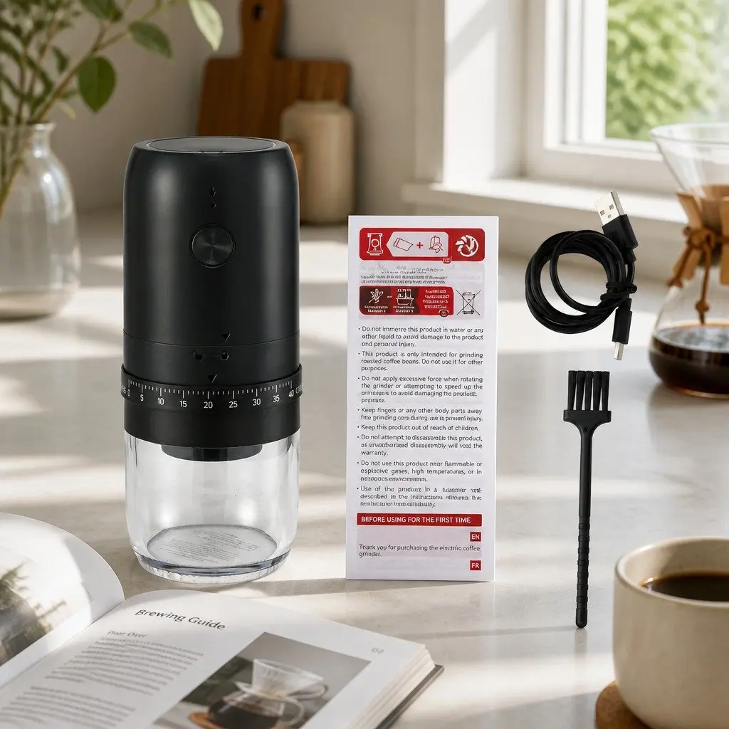 Portable Coffee Grinder USB-C Rechargeable 40 Settings Multi-purpose Black