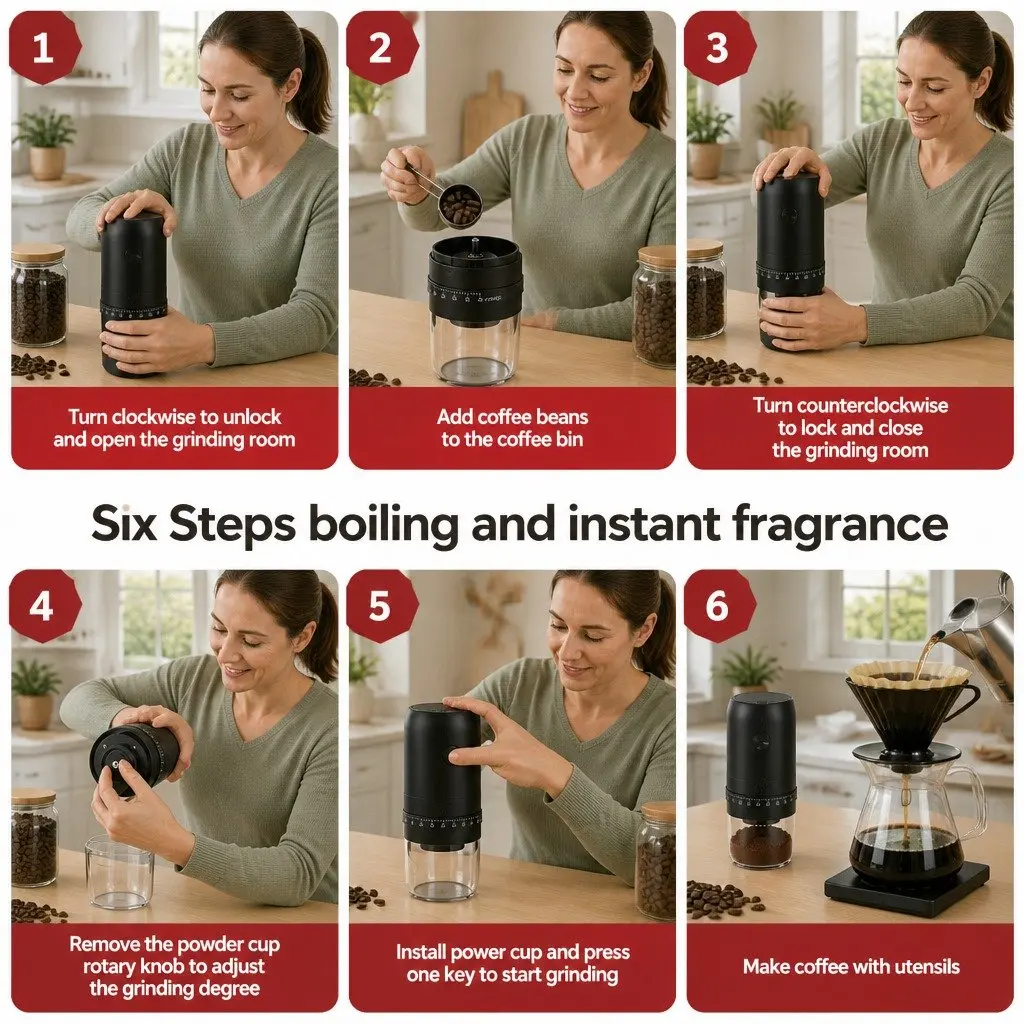 Portable Coffee Grinder USB-C Rechargeable 40 Settings Multi-purpose Black
