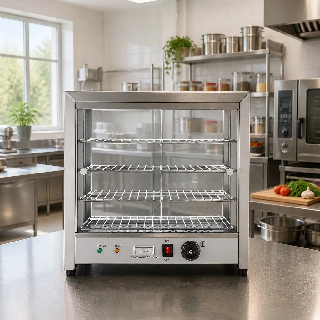 Commercial Food Warmer Display Cabinet 54cm 4-Tier Heated Showcase Silver