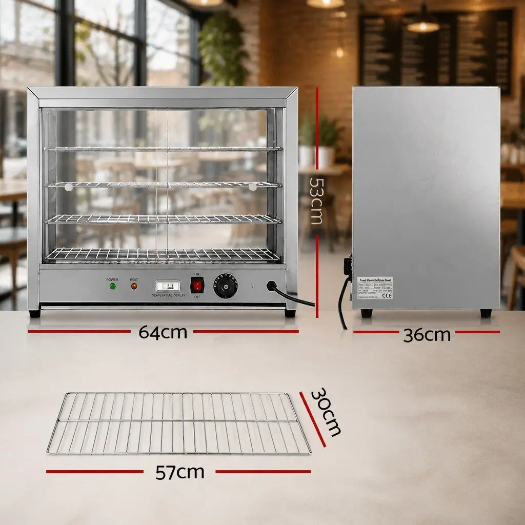 Commercial Food Warmer 4-Tier Display Cabinet 64cm Stainless Steel Silver