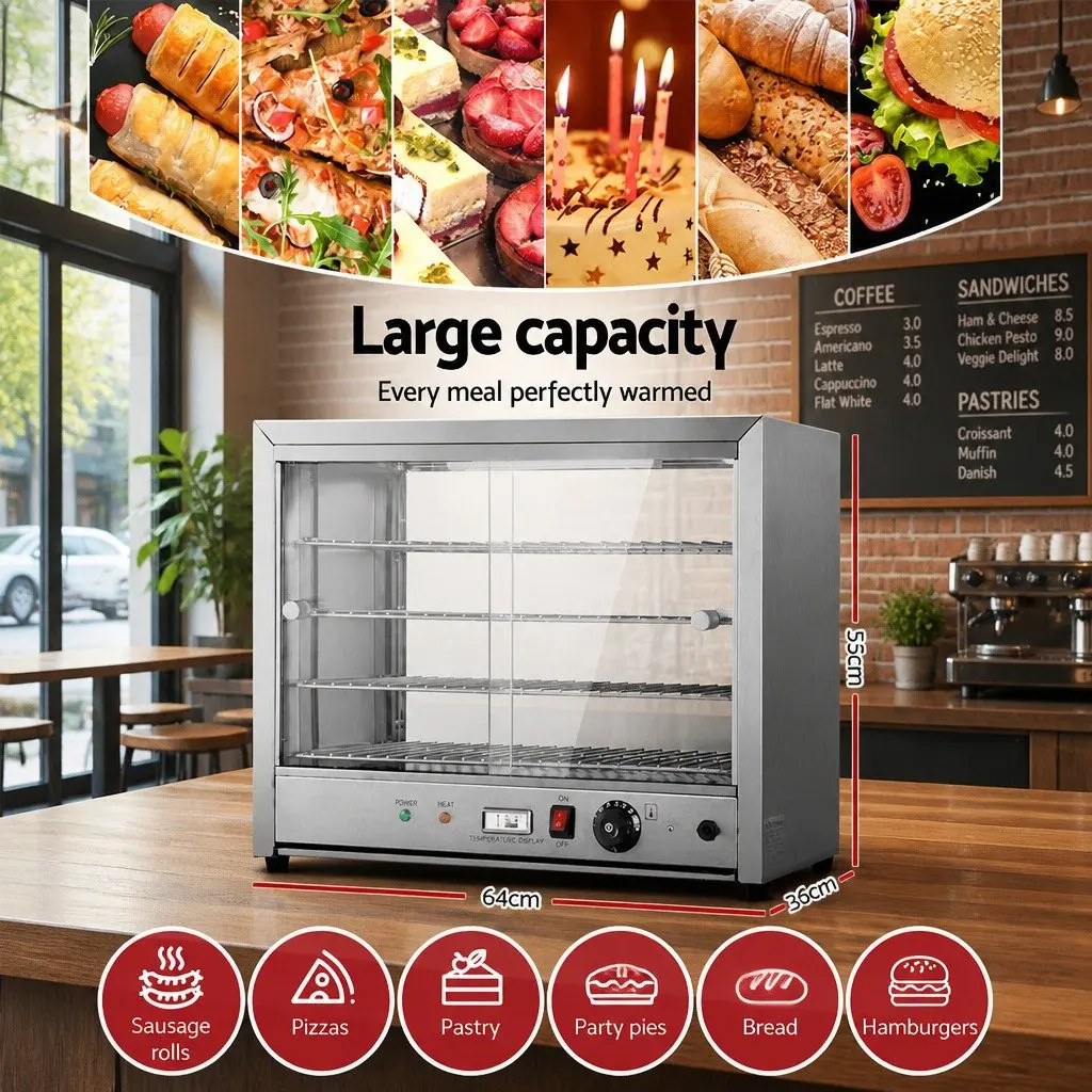 Commercial Food Warmer 4-Tier Display Cabinet 64cm Stainless Steel Silver