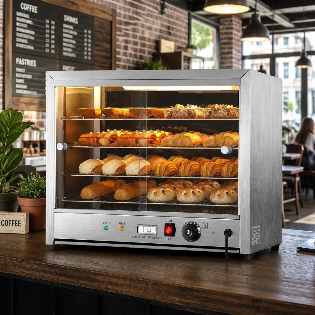Commercial Food Warmer 4-Tier Display Cabinet 64cm Stainless Steel Silver