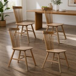 Value and Comfort with Windsor Dining Chairs in Natural Oak
