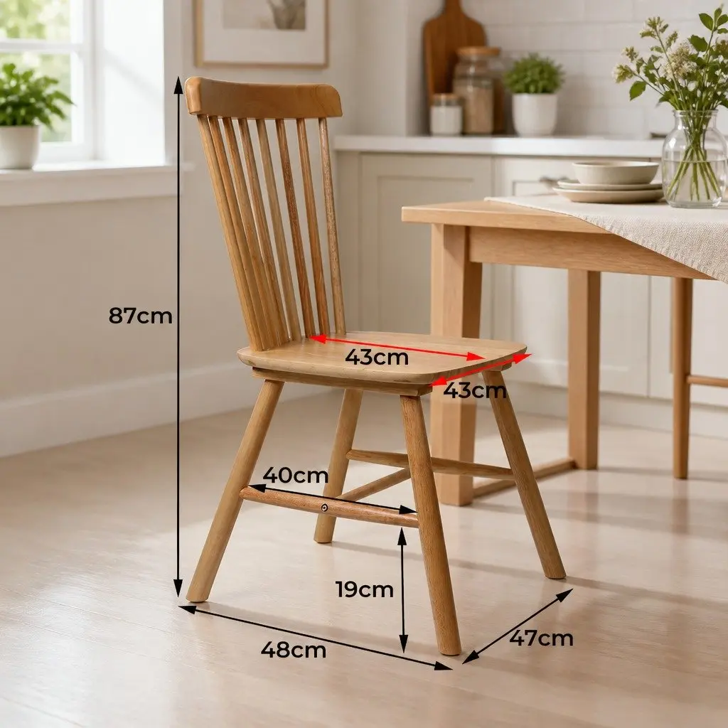 Dining Chairs Windsor Kitchen Seating Oak Wood Frame 4 Piece
