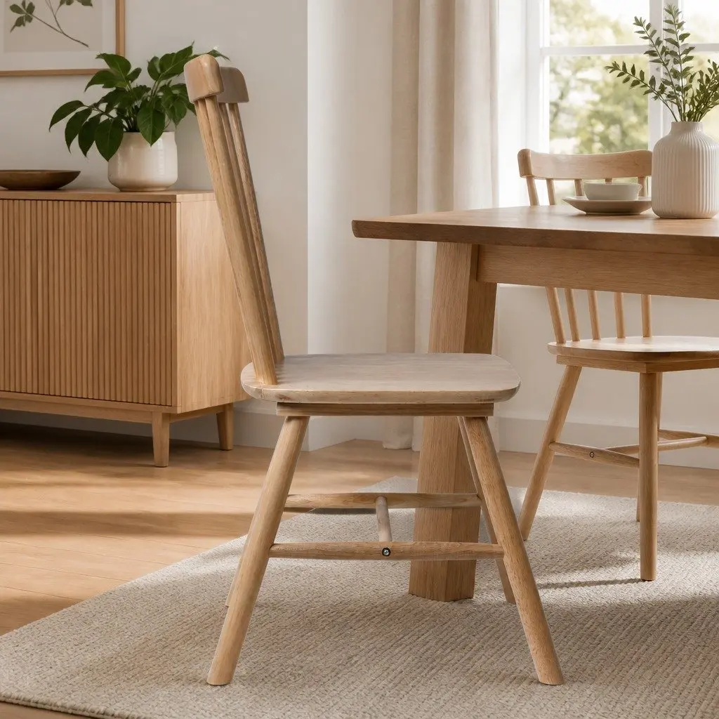 Dining Chairs Windsor Kitchen Seating Oak Wood Frame 4 Piece