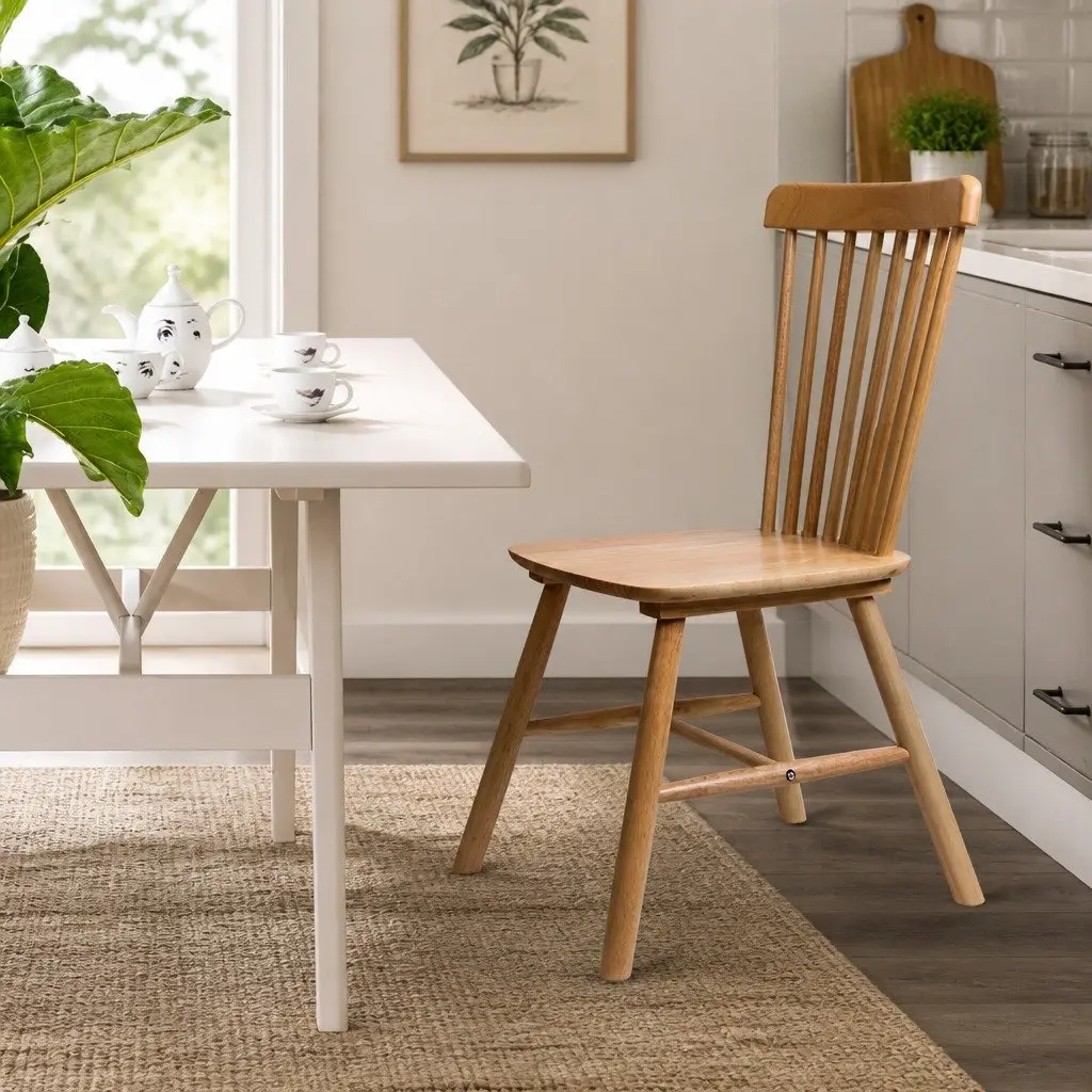 Dining Chairs Windsor Kitchen Seating Oak Wood Frame 4 Piece