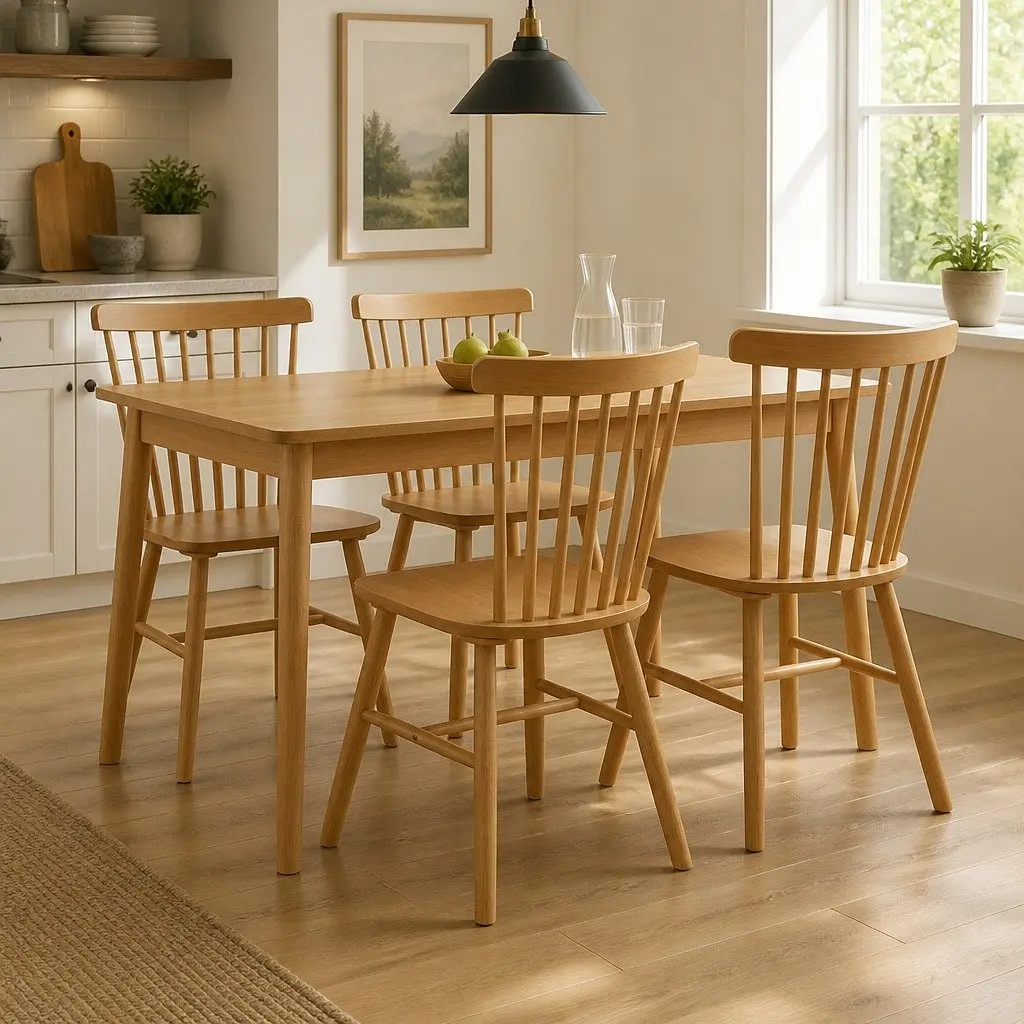 Dining Chairs Windsor Kitchen Seating Oak Wood Frame 4 Piece