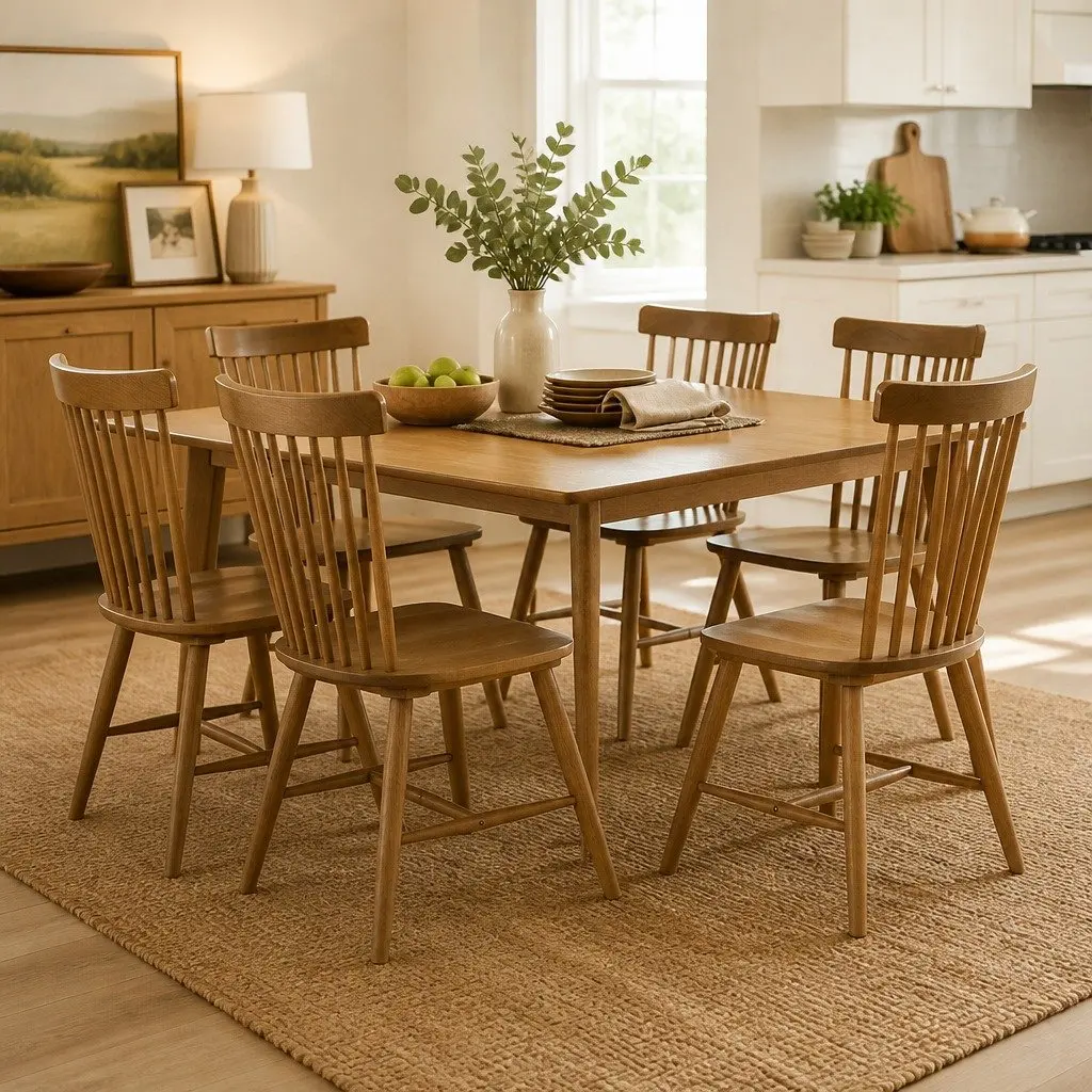Dining Chairs Windsor Style Solid Wood Kitchen Lounge Set of 6 Oak