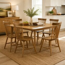 Set of 6 Solid Oak Windsor Dining Chairs for Any Space