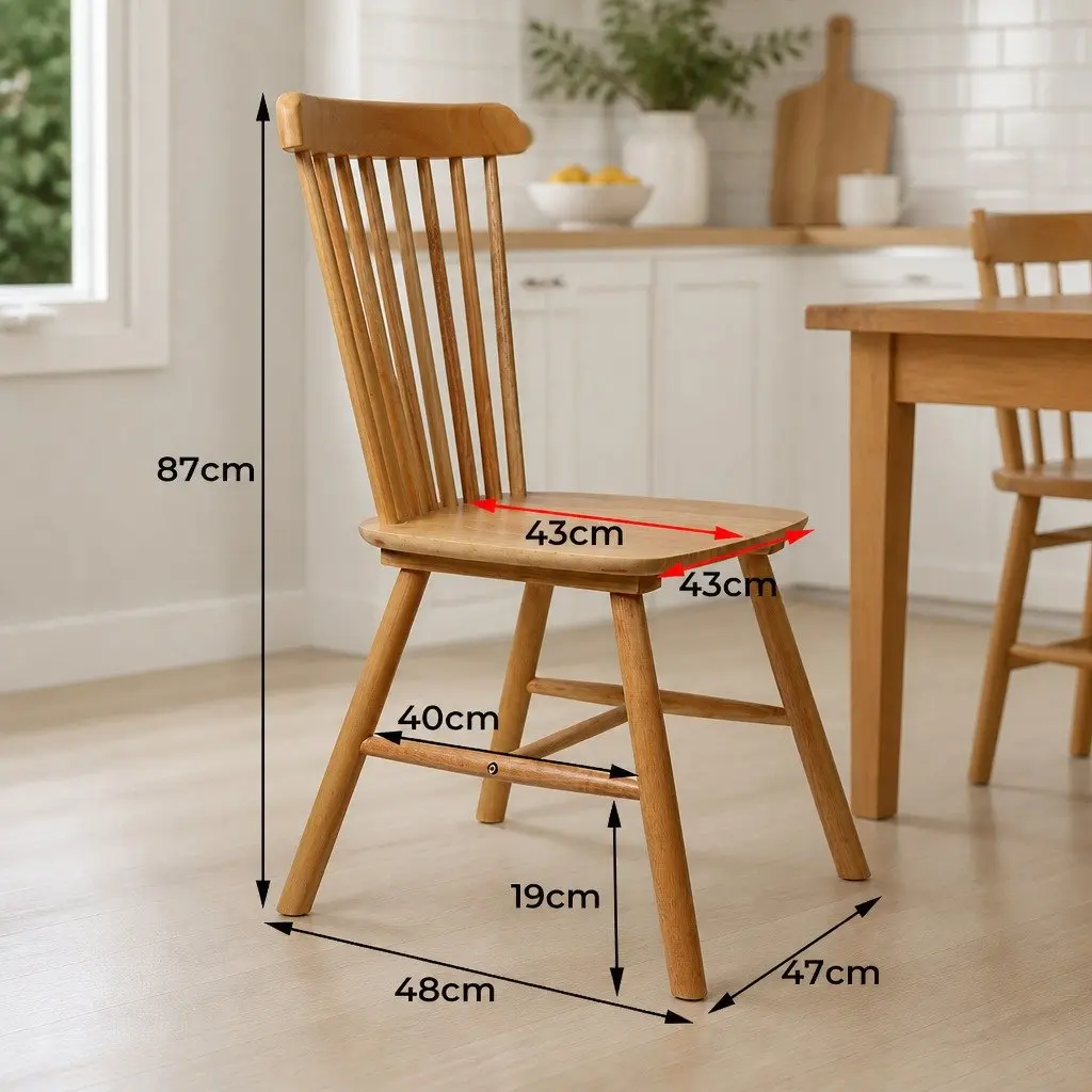 Dining Chairs Windsor Style Solid Wood Kitchen Lounge Set of 6 Oak