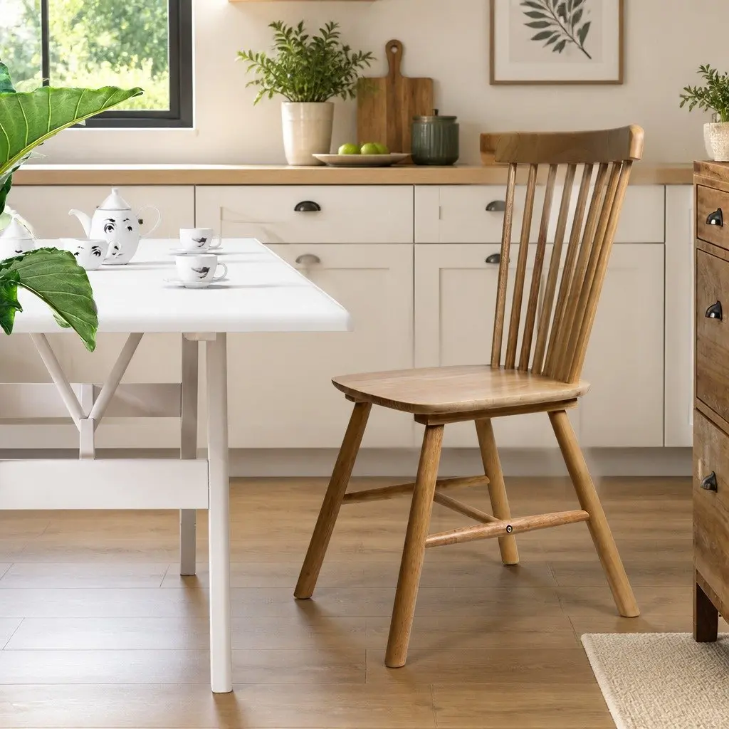 Dining Chairs Windsor Style Solid Wood Kitchen Lounge Set of 6 Oak