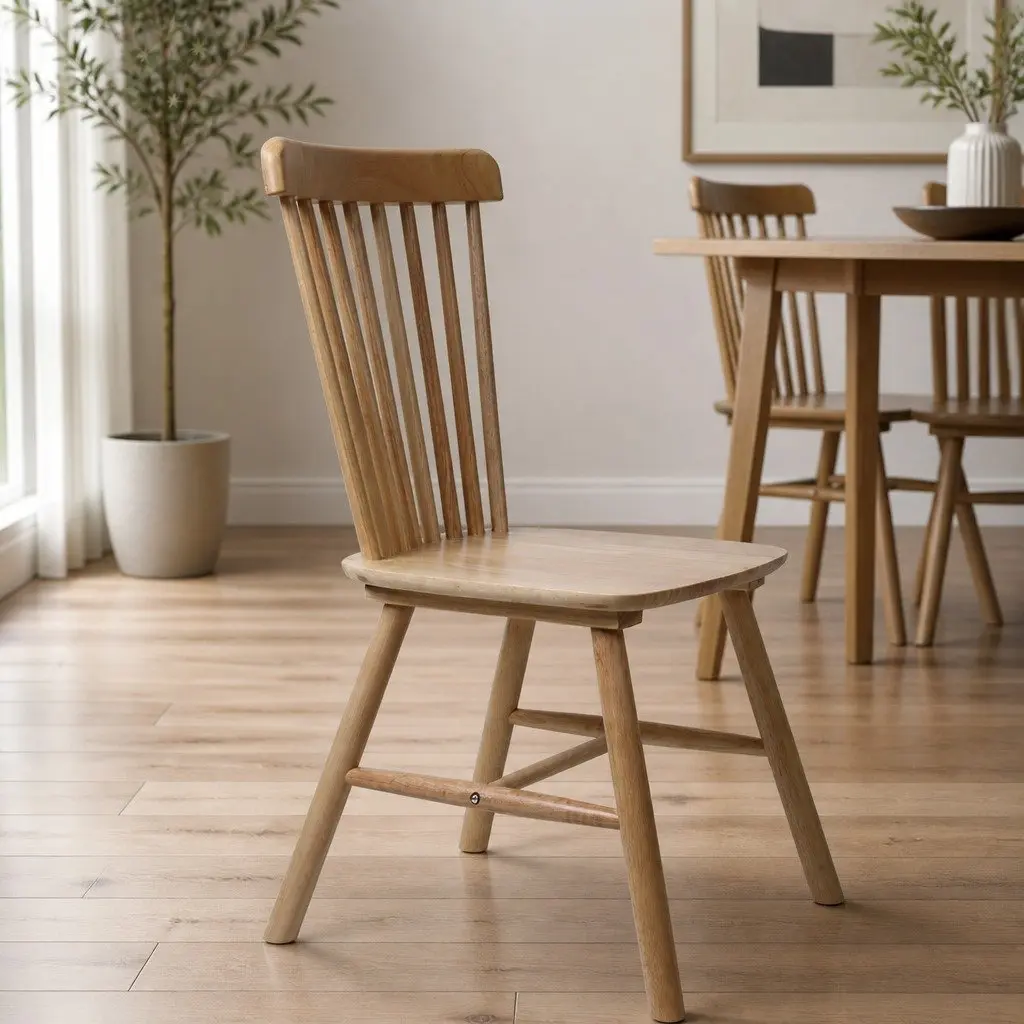Dining Chairs Windsor Style Solid Wood Kitchen Lounge Set of 6 Oak