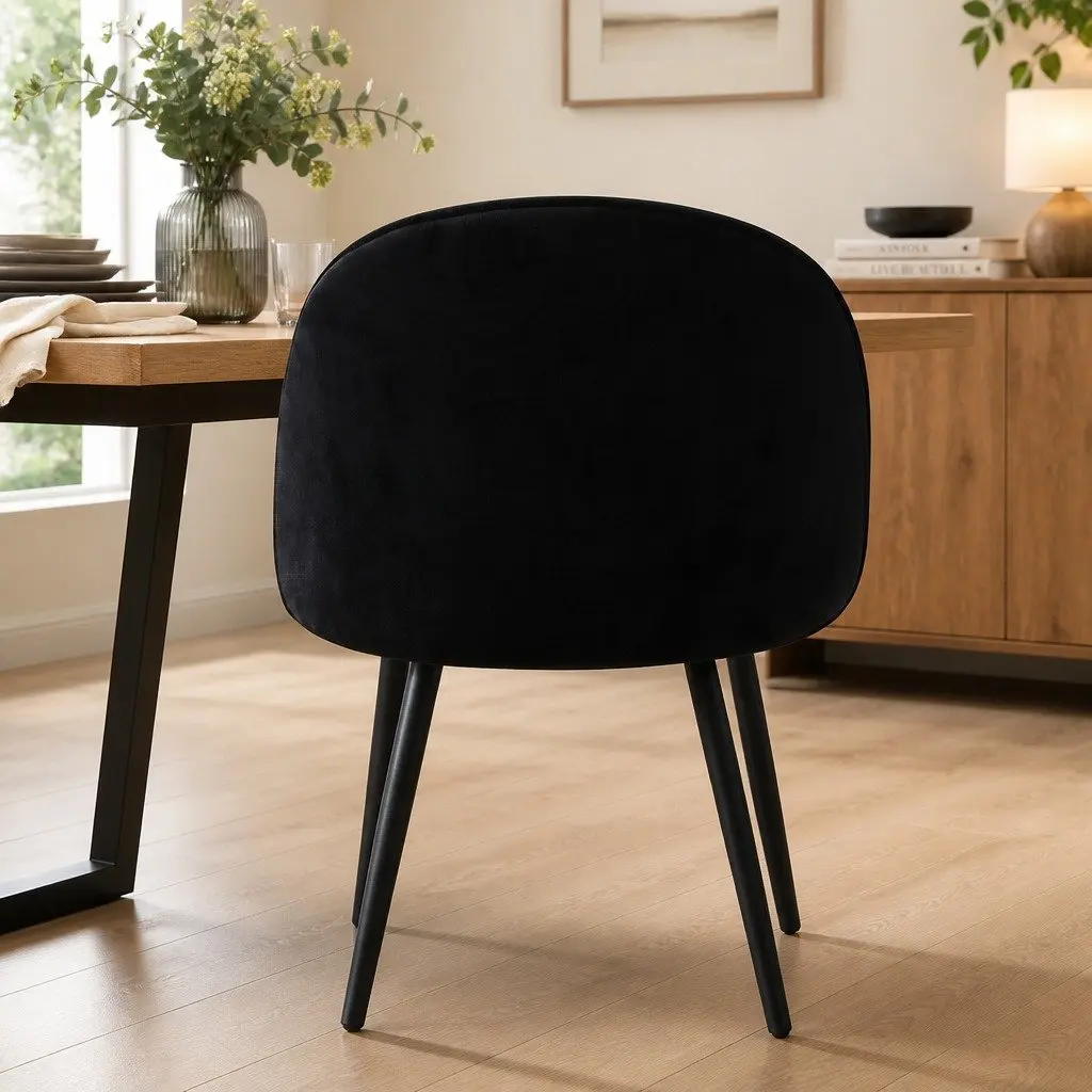 Dining Chairs Set of 6 Black Upholstered Kitchen Cafe Seating