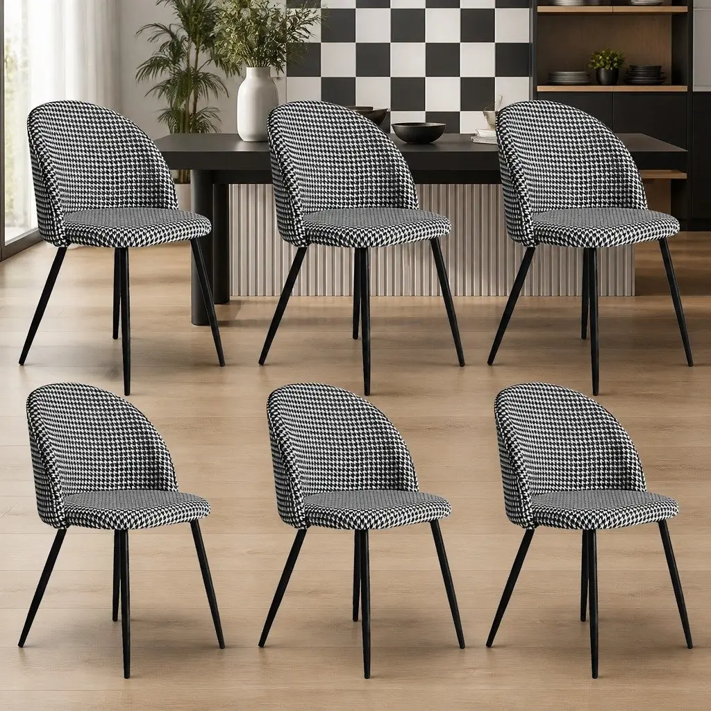 Dining Chairs Set with Houndstooth Velvet