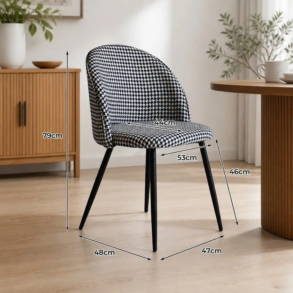 Dining Chairs Set with Houndstooth Velvet