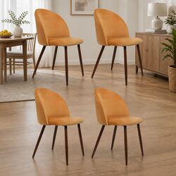 Charming Dining Chairs Set of 4, Plush Velvet & Steel