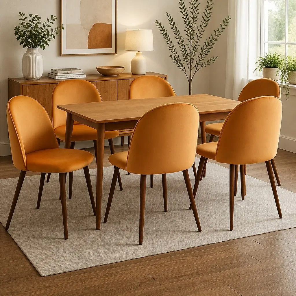 Dining Chair Set of 6 Velvet Seat Restaurant Cafe Lounge Furniture Home Decor