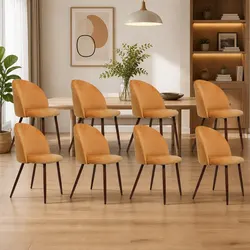 Comfortable Velvet Dining Chairs: Set of 8